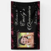 Quinceanera Bourgondië Satin Ribbon Shining Stars, Spandoek (Verticaal)