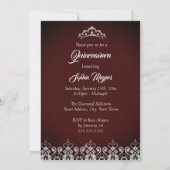 Quinceanera Bourgondië Sparkle Diamond Tiara Bow Kaart (Achterkant)