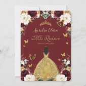Quinceañera Bourgondië Wit Goud Bloemen Bruin Meis Kaart (Achterkant)