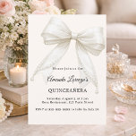Quinceanera bow ivory cream pearls elegant kaart<br><div class="desc">Celebrate a special 15th birthday with this elegant Quinceañera invitation featuring an ivory bow accented with delicate pearl details. Soft cream colored background. Designed with refined typography and a clean, sophisticated layout, this invitation offers a timeless and feminine look perfect for a memorable Quinceañera celebration. The graceful bow and pearl...</div>