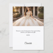 Quinceanera bow ivory pearls photo bedankkaart (Achterkant)