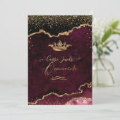 Quinceanera, Burgundy Agate Faux Gold Confetti Kaart (Staand voorkant)