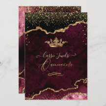 Quinceanera, Burgundy Agate Faux Gold Confetti