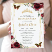 Quinceañera Burgundy Blush Bloemenkroon Prinsessen Kaart