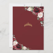 Quinceañera Burgundy Blush Floral Geometric Gold Kaart (Achterkant)