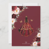 Quinceañera Burgundy Blush Flower Butterflies Kaart (Achterkant)