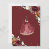 Quinceañera Burgundy Blush Rust Floral Princess Kaart (Achterkant)