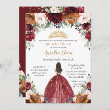 Quinceañera Burgundy Blush Rust Floral Princess