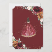 Quinceañera Burgundy Blush Rust Floral Princess Kaart (Achterkant)