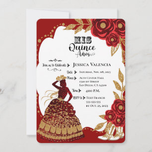 Quinceanera Burgundy Gold Cowgirl Kaart
