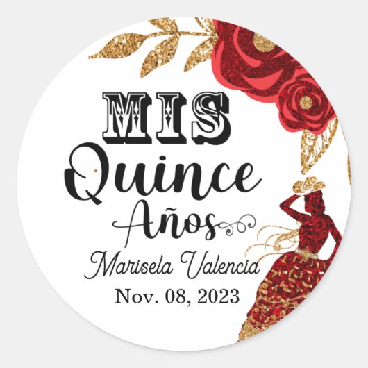 Quinceanera Burgundy Gold Cowgirl Sticker (Voorkant)