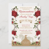 Quinceanera Burgundy Red Charra, Charro Western Save The Date (Voorkant)