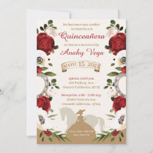 Quinceanera Burgundy Red Charra, Charro Western Save The Date