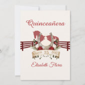 Quinceanera Burgundy Red Charra, Charro Western Save The Date (Achterkant)