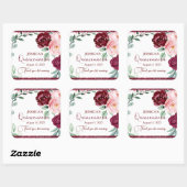 Quinceanera Burgundy Red Floral Glitter Sticker (Vel)