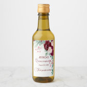 Quinceanera Burgundy Red Floral Mini Wine Label Wijn Etiket (Voorkant)