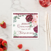 Quinceanera Burgundy Red Floral Servet (Insitu)