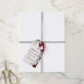 Quinceanera Burgundy Red Glitter Floral Gift Label Cadeaulabel (Met Touw)