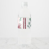 Quinceanera Burgundy Red Glitter Water Label Waterfles Etiket (Achterkant)