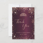 Quinceanera burgundy roos Gold bedankt (Voorkant)