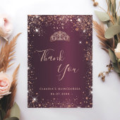 Quinceanera burgundy roos Gold bedankt