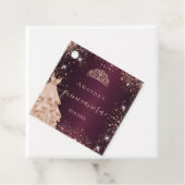 Quinceanera burgundy roos Gold tiara bedankt Bedankjes Labels (In situ)