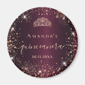 Quinceanera burgundy roos gold tiara name script magneet (Voorkant)