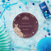 Quinceanera burgundy roos goudtiara jurk papieren bordje (Feest)