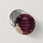 Quinceanera burgundy roos goudtiara jurk ronde button 3,2 cm (Voorkant /achterkant)
