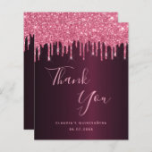 Quinceanera burgundy roze naam bedankt (Voorkant / Achterkant)