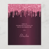 Quinceanera burgundy roze naam bedankt (Achterkant)