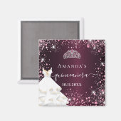 Quinceanera burgundy roze tiara jurk magneet (Voorkant / Achterkant)