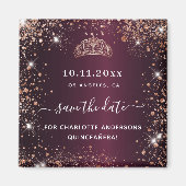 Quinceanera burgundy tiara roos gold met uitzonder magneet (Voorkant)