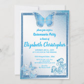 quinceanera butterfly blue glitter elegant diamant kaart (Achterkant)
