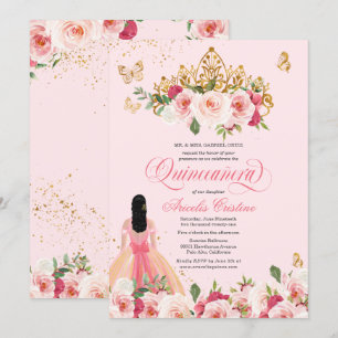 Quinceañera Butterfly Blush Pink Waterverf Floral Kaart