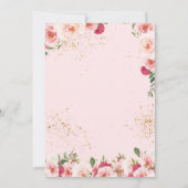 Quinceañera Butterfly & Blush Pink Waterverf Roos Kaart (Achterkant)