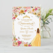 Quinceanera Butterfly Blush Pink Yellow Florence Kaart (Staand voorkant)
