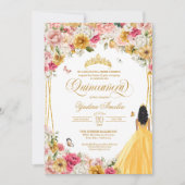 Quinceanera Butterfly Blush Pink Yellow Florin Kaart (Voorkant)