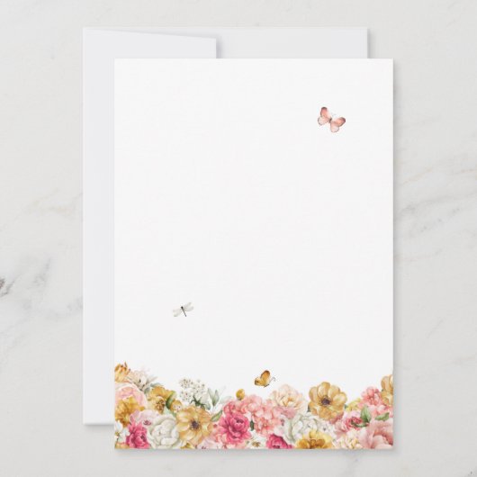 Quinceanera Butterfly Blush Pink Yellow Florin Kaart (Achterkant)