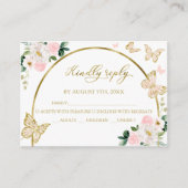 Quinceanera Butterfly Budget RSVP-kaart Informatiekaartje (Voorkant)