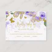 Quinceanera Butterfly Budget RSVP-kaart Informatiekaartje (Voorkant)