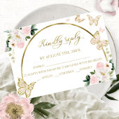 Quinceanera Butterfly Budget RSVP-kaart Informatiekaartje
