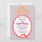 Quinceañera Butterfly Crown Squiggle Invitation Kaart (Voorkant)
