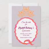 Quinceañera Butterfly Crown Squiggle Save the Date (Voorkant)