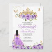 Quinceañera Butterfly en Paarse Waterverf Flowers Kaart (Voorkant)