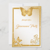 quinceanera butterfly goud glitter elegant diamant kaart (Voorkant)