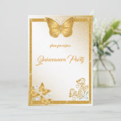 quinceanera butterfly goud glitter elegant diamant kaart (Staand voorkant)
