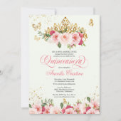 Quinceañera Butterfly Mint & Pink Waterverf Roos Kaart (Voorkant)