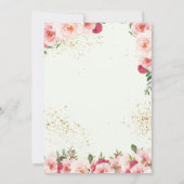 Quinceañera Butterfly Mint & Pink Waterverf Roos Kaart (Achterkant)