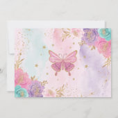 Quinceañera Butterfly Pink Paarse Blauwgroen Verja Kaart (Achterkant)